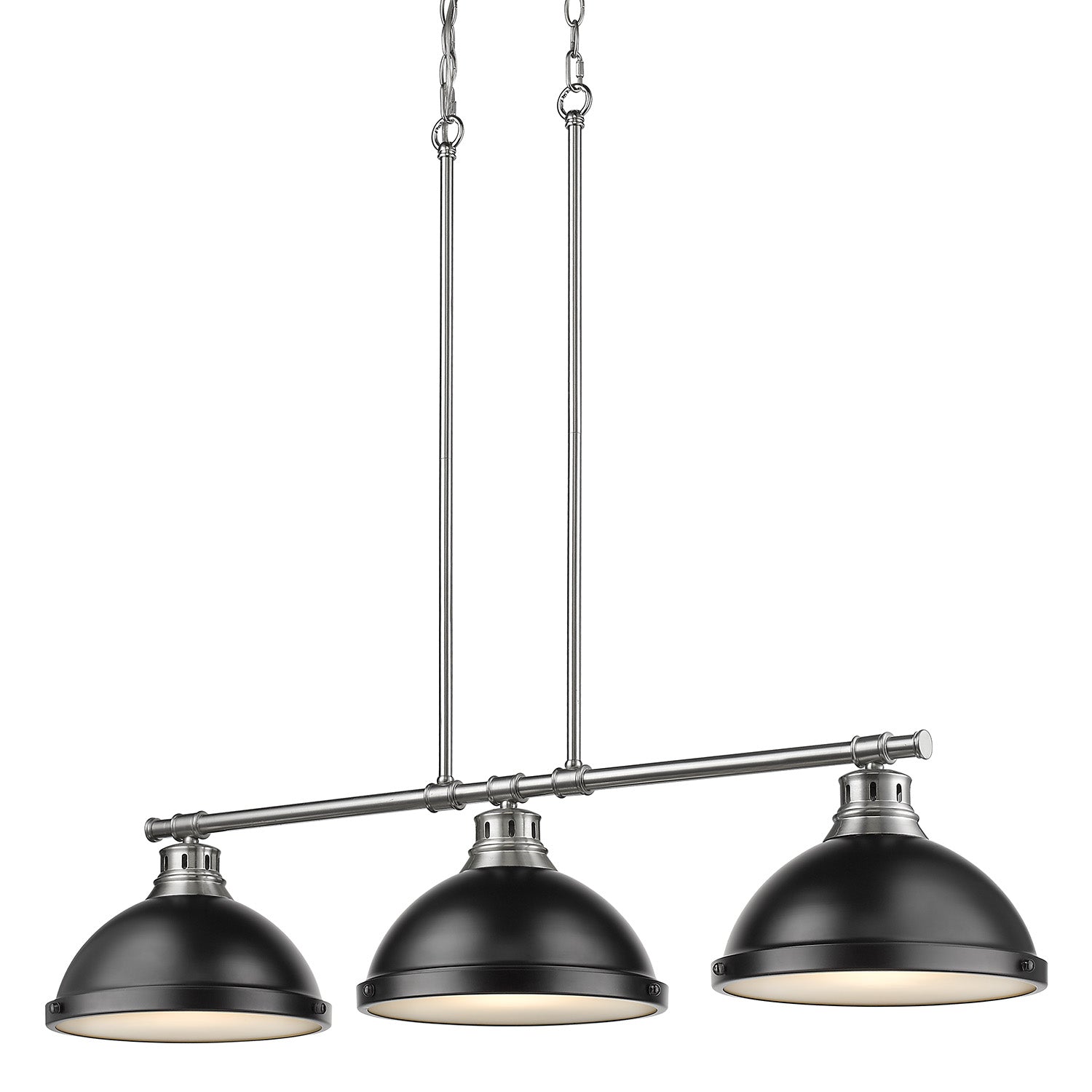 Duncan Small Pendant with Rod in Chrome with Rubbed Bronze - - Golden Lighting