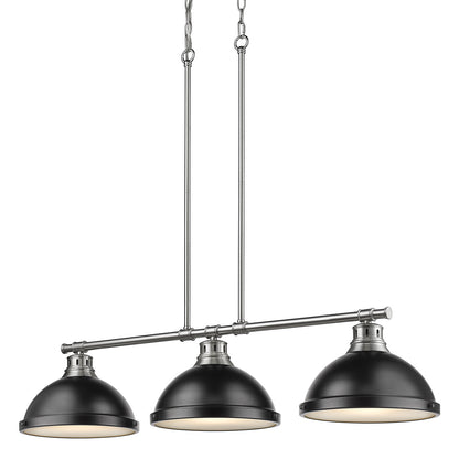 Duncan Small Pendant with Rod in Chrome with Rubbed Bronze - - Golden Lighting