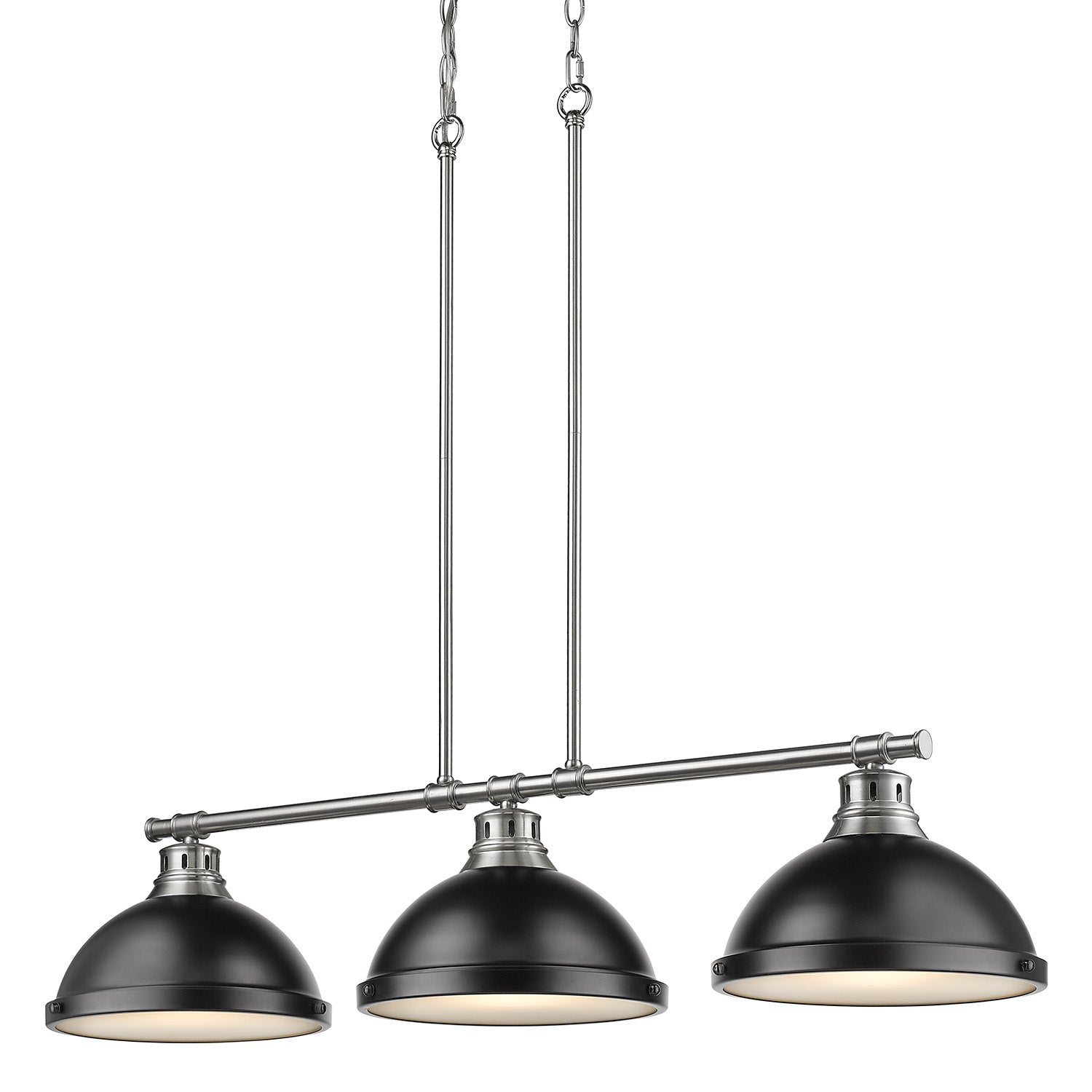 Duncan 3-Light Linear Pendant in Pewter with Matte Black - - Golden Lighting