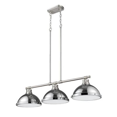 Yep by Golden Lighting Duncan 3-light Island Light in Pewter and Chrome shade - - Golden Lighting