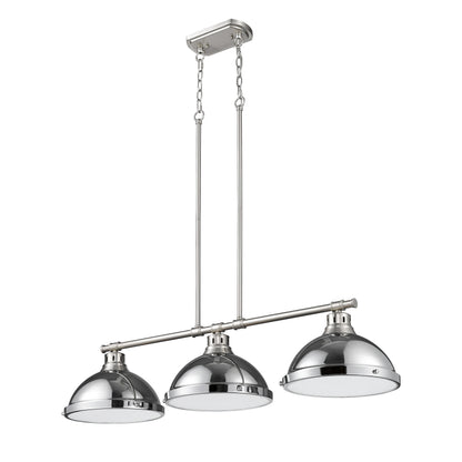 Yep by Golden Lighting Duncan 3-light Island Light in Pewter and Chrome shade - - Golden Lighting