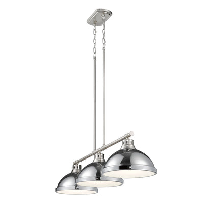 Yep by Golden Lighting Duncan 3-light Island Light in Pewter and Chrome shade - - Golden Lighting