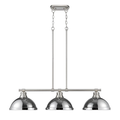 Yep by Golden Lighting Duncan 3-light Island Light in Pewter and Chrome shade - - Golden Lighting