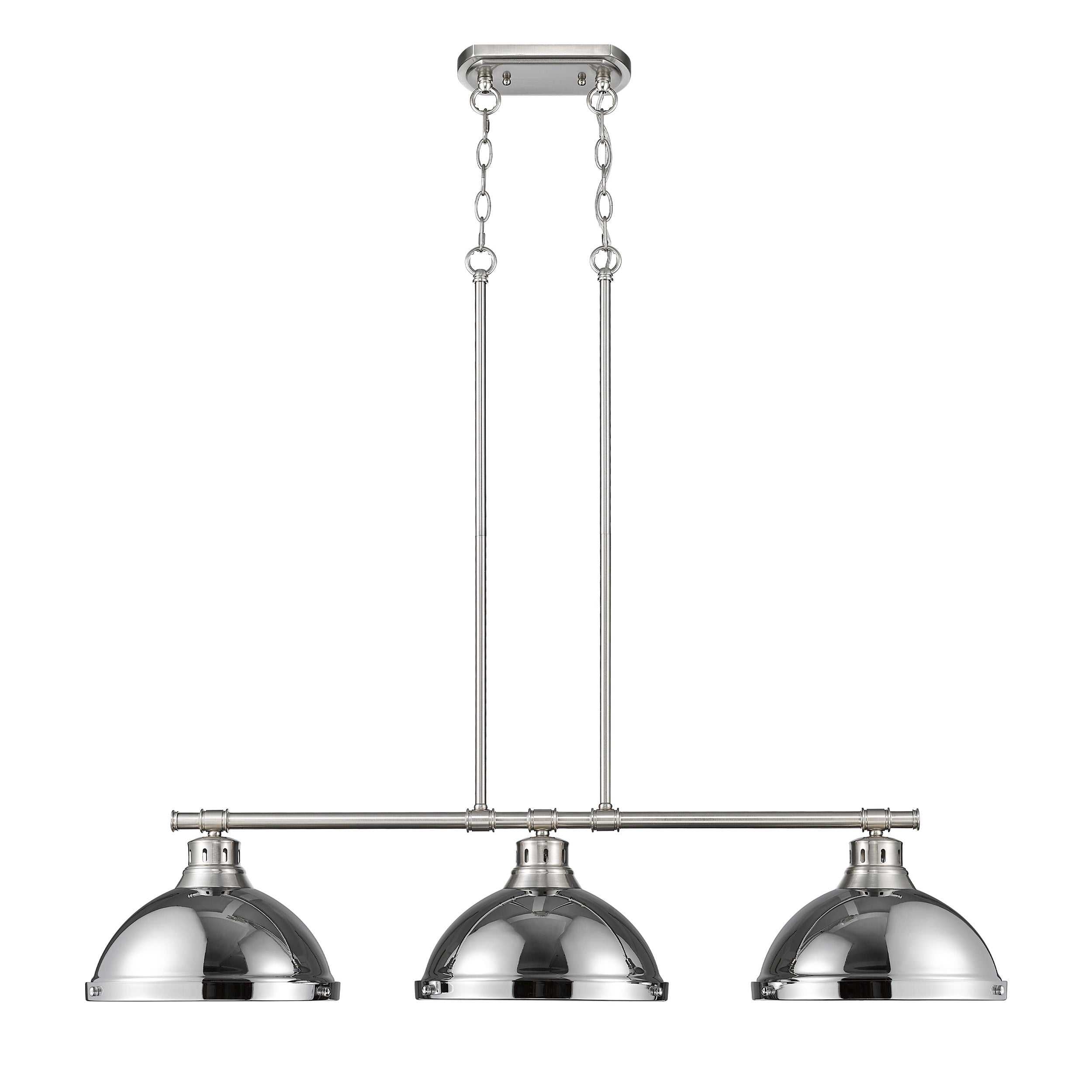 Duncan 3-Light Linear Pendant in Pewter with Chrome - - Golden Lighting