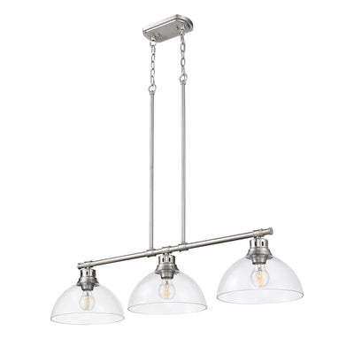 Yep by Golden Lighting Duncan 3-light Island Light in Pewter and Clear Glass - - Golden Lighting