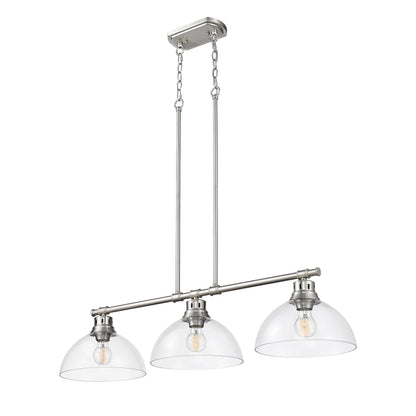 Yep by Golden Lighting Duncan 3-light Island Light in Pewter and Clear Glass - - Golden Lighting