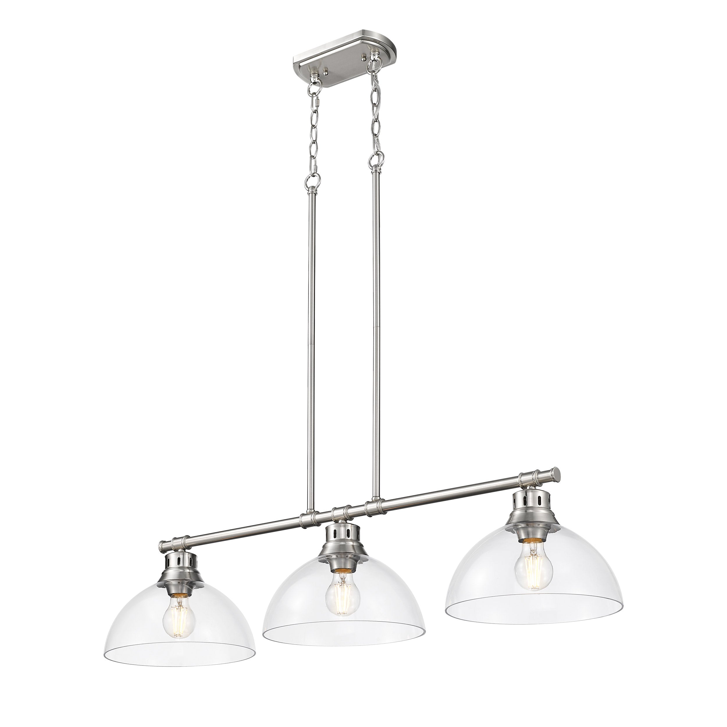 Yep by Golden Lighting Duncan 3-light Island Light in Pewter and Clear Glass - - Golden Lighting