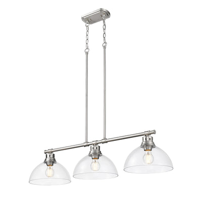Yep by Golden Lighting Duncan 3-light Island Light in Pewter and Clear Glass - - Golden Lighting