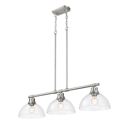 Yep by Golden Lighting Duncan 3-light Island Light in Pewter and Clear Glass - - Golden Lighting