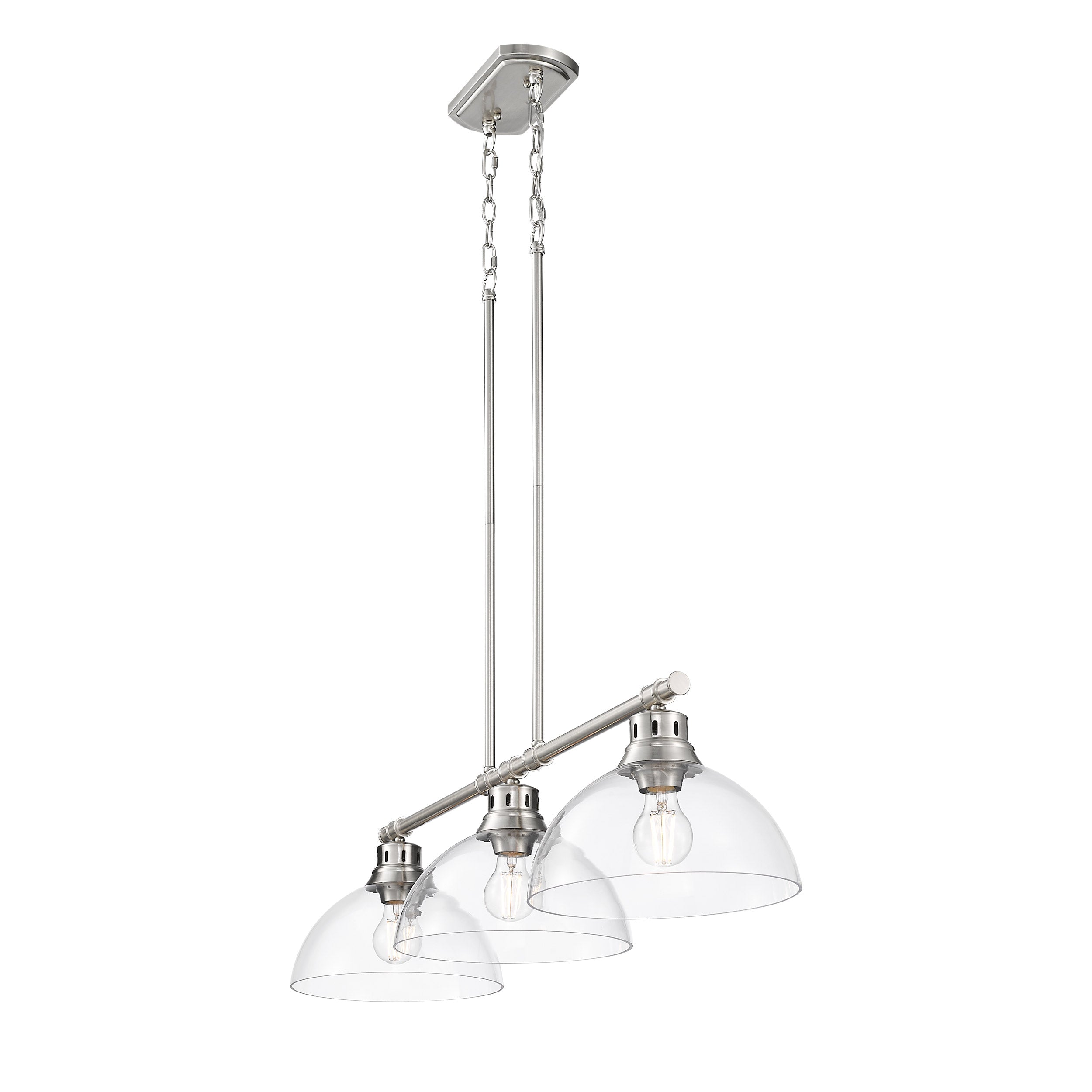 Yep by Golden Lighting Duncan 3-light Island Light in Pewter and Clear Glass - - Golden Lighting