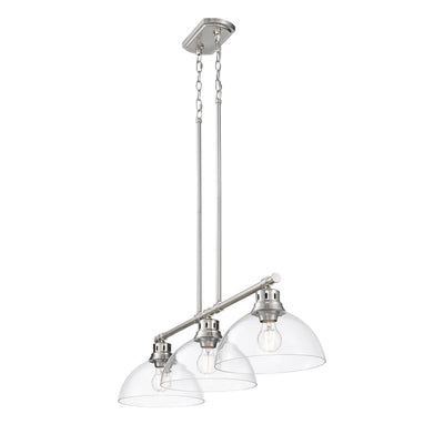 Yep by Golden Lighting Duncan 3-light Island Light in Pewter and Clear Glass - - Golden Lighting