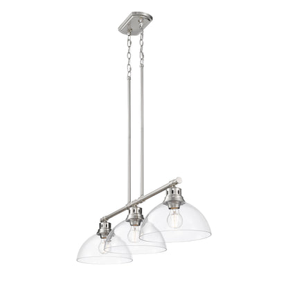 Yep by Golden Lighting Duncan 3-light Island Light in Pewter and Clear Glass - - Golden Lighting
