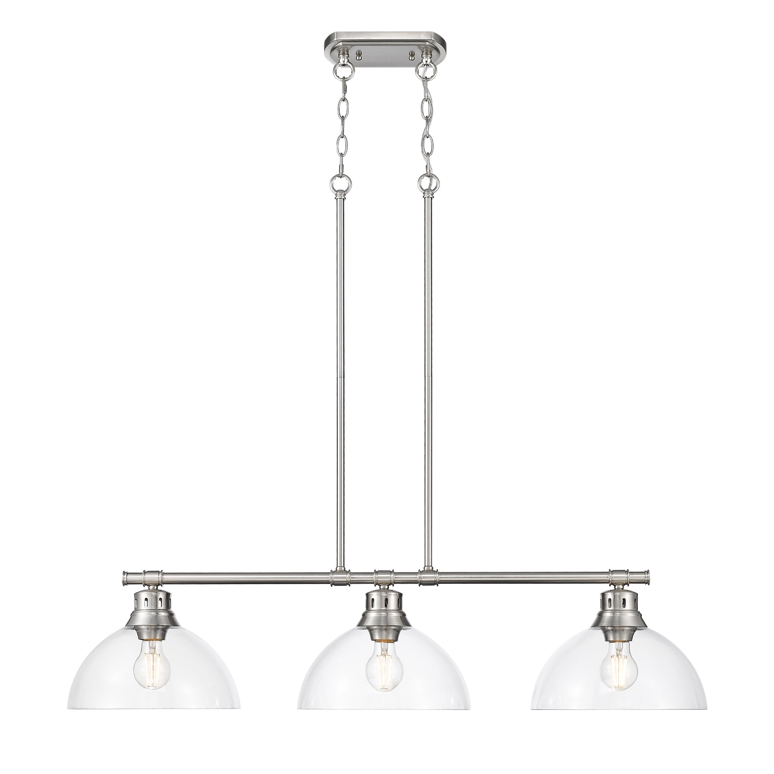 Duncan 3-Light Linear Pendant in Pewter with Clear Glass - - Golden Lighting