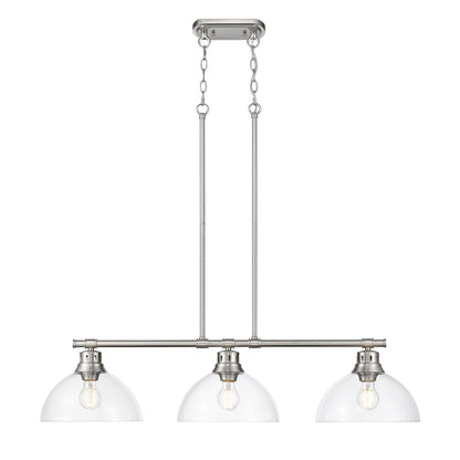 Duncan 3-Light Linear Pendant in Pewter with Clear Glass - - Golden Lighting