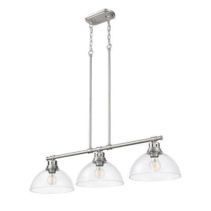 Duncan 3-Light Linear Pendant in Pewter with Clear Glass - Default Title - Golden Lighting