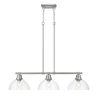 Yep by Golden Lighting Duncan 3-light Island Light in Pewter and Clear Glass - - Golden Lighting
