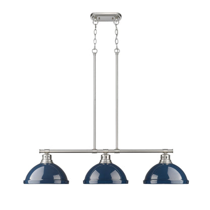 Duncan Small Pendant with Rod in Pewter with Matte Navy - - Golden Lighting