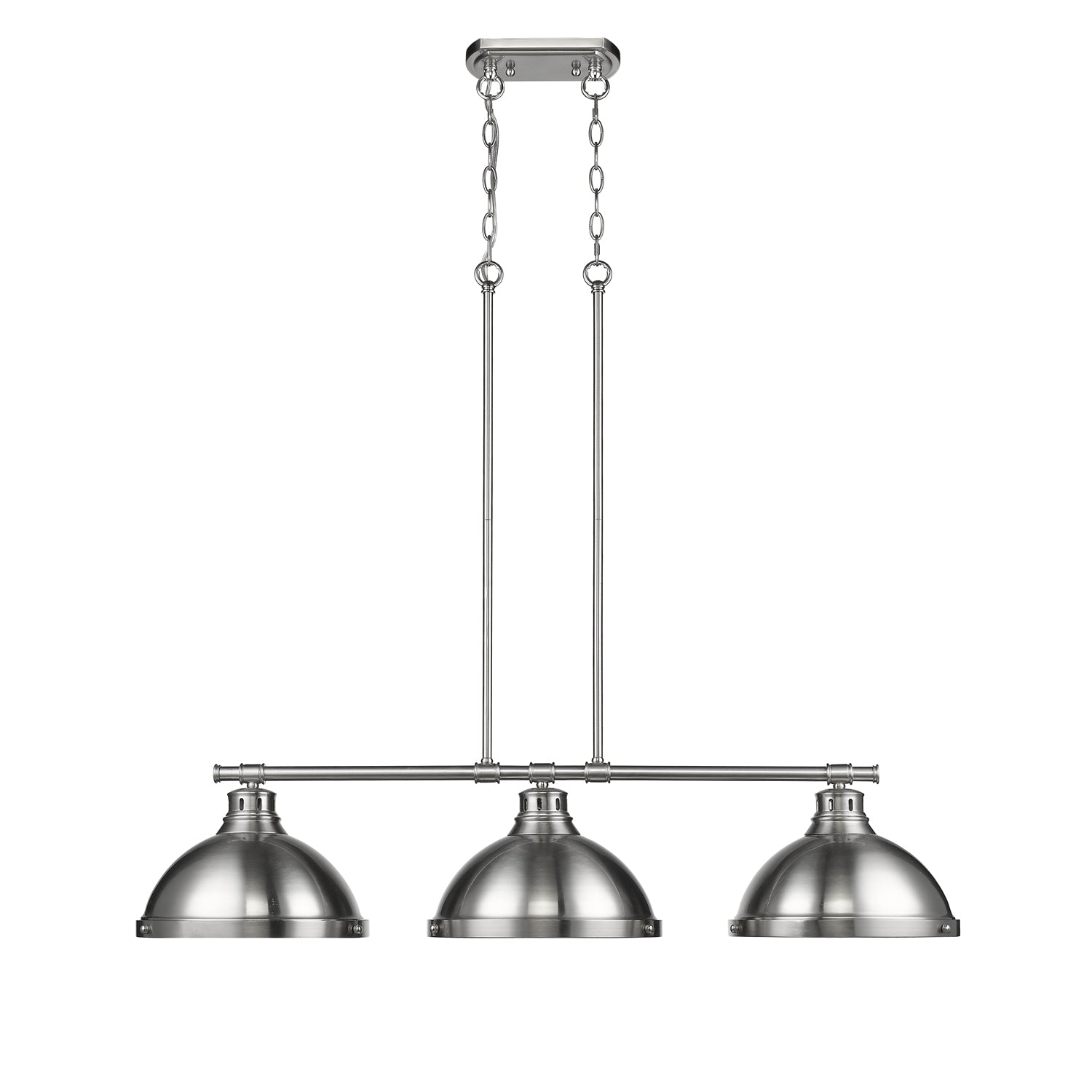 Duncan Small Pendant with Rod in Pewter with Rubbed Bronze - - Golden Lighting