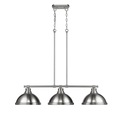 Duncan Small Pendant with Rod in Pewter with Rubbed Bronze - - Golden Lighting