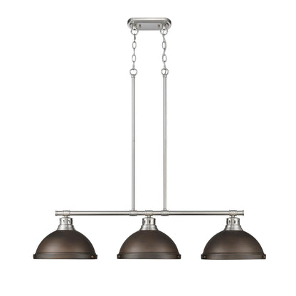 Yep by Golden Lighting Duncan 3-light Island Light in Pewter and Rubbed Bronze shade - - Golden Lighting