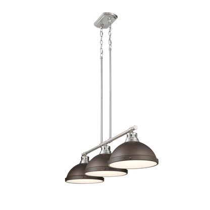 Yep by Golden Lighting Duncan 3-light Island Light in Pewter and Rubbed Bronze shade - - Golden Lighting