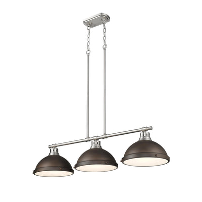Yep by Golden Lighting Duncan 3-light Island Light in Pewter and Rubbed Bronze shade - - Golden Lighting