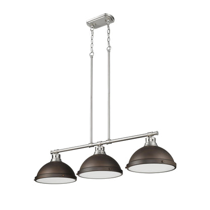 Yep by Golden Lighting Duncan 3-light Island Light in Pewter and Rubbed Bronze shade - - Golden Lighting