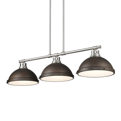 Yep by Golden Lighting Duncan 3-light Island Light in Pewter and Rubbed Bronze shade - - Golden Lighting
