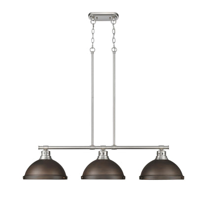 Duncan Small Pendant with Rod in Pewter with Matte White - - Golden Lighting