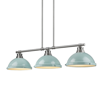 Yep by Golden Lighting Duncan 3-light Island Light in Pewter and Seafoam shade