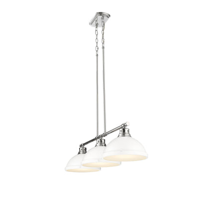 Yep by Golden Lighting Duncan 3-light Island Light in Pewter and Matte White shade - - Golden Lighting