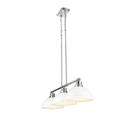 Yep by Golden Lighting Duncan 3-light Island Light in Pewter and Matte White shade - - Golden Lighting