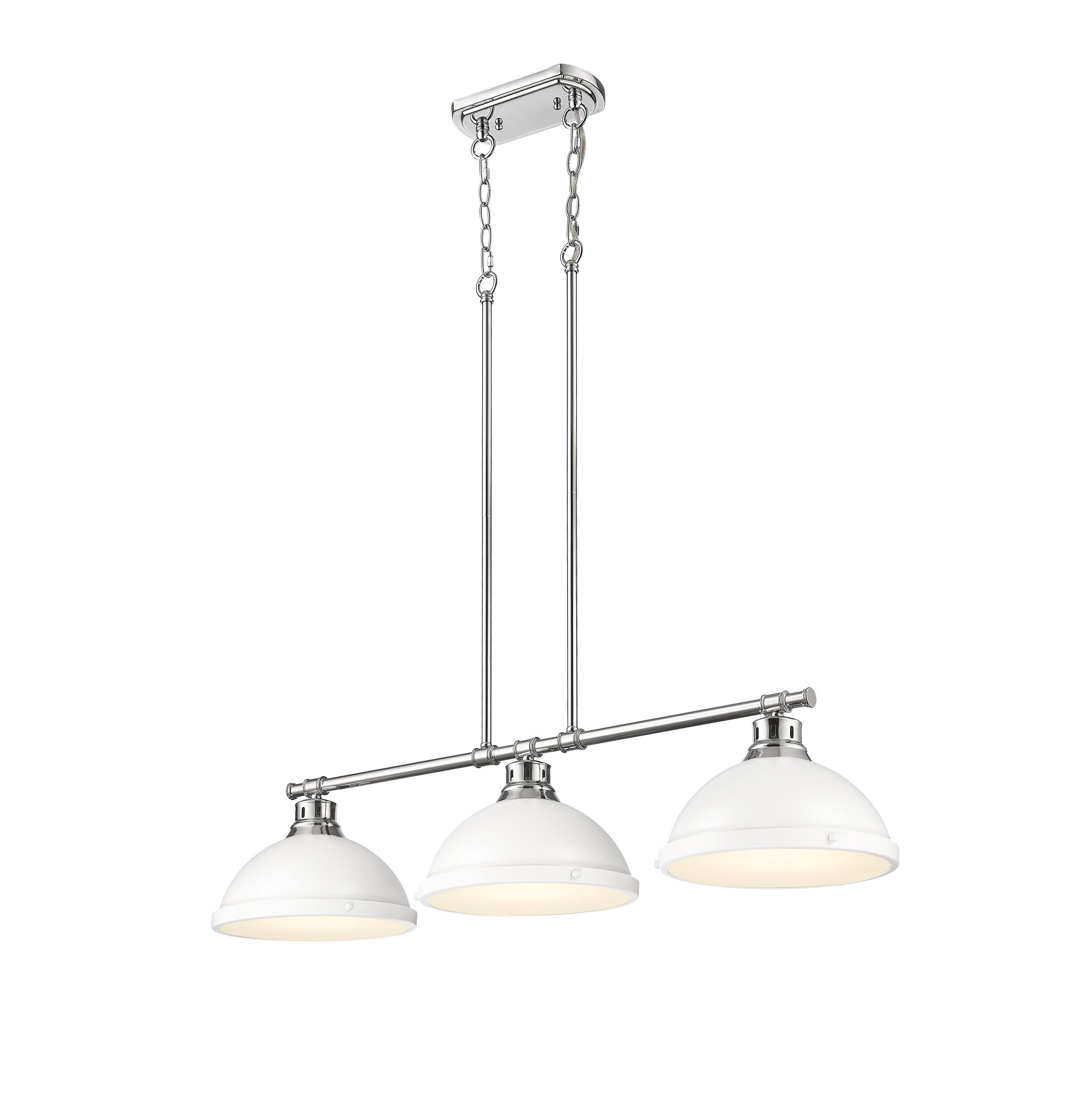 Yep by Golden Lighting Duncan 3-light Island Light in Pewter and Matte White shade - - Golden Lighting