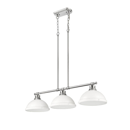 Yep by Golden Lighting Duncan 3-light Island Light in Pewter and Matte White shade - - Golden Lighting