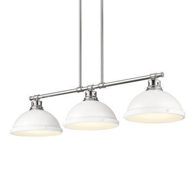 Yep by Golden Lighting Duncan 3-light Island Light in Pewter and Matte White shade - - Golden Lighting