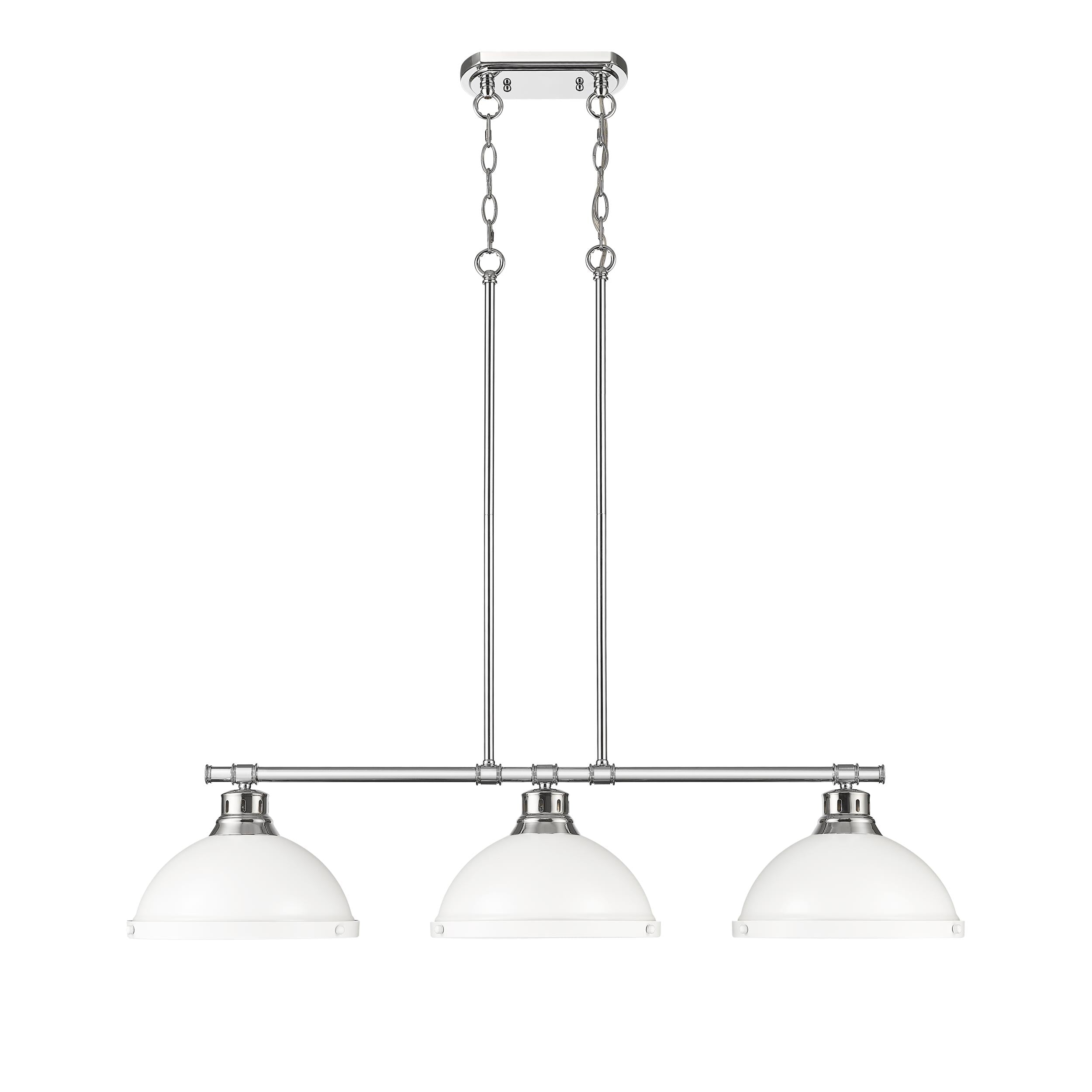 Duncan 3-Light Linear Pendant in Pewter with Matte White - - Golden Lighting