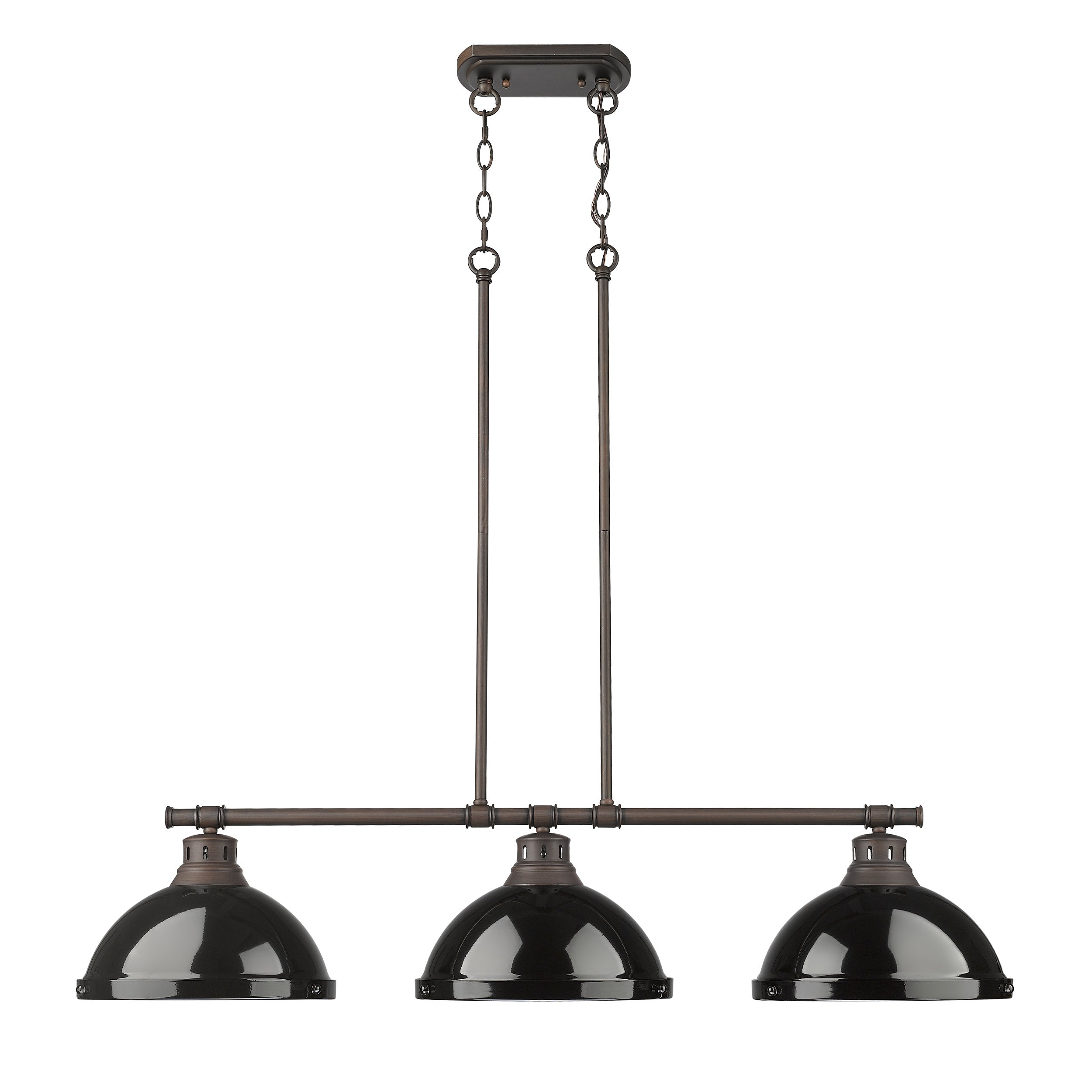 Duncan Small Pendant with Rod in Rubbed Bronze with Clear Glass - - Golden Lighting