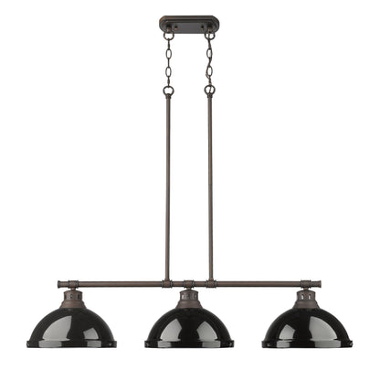 Duncan Small Pendant with Rod in Rubbed Bronze with Clear Glass - - Golden Lighting
