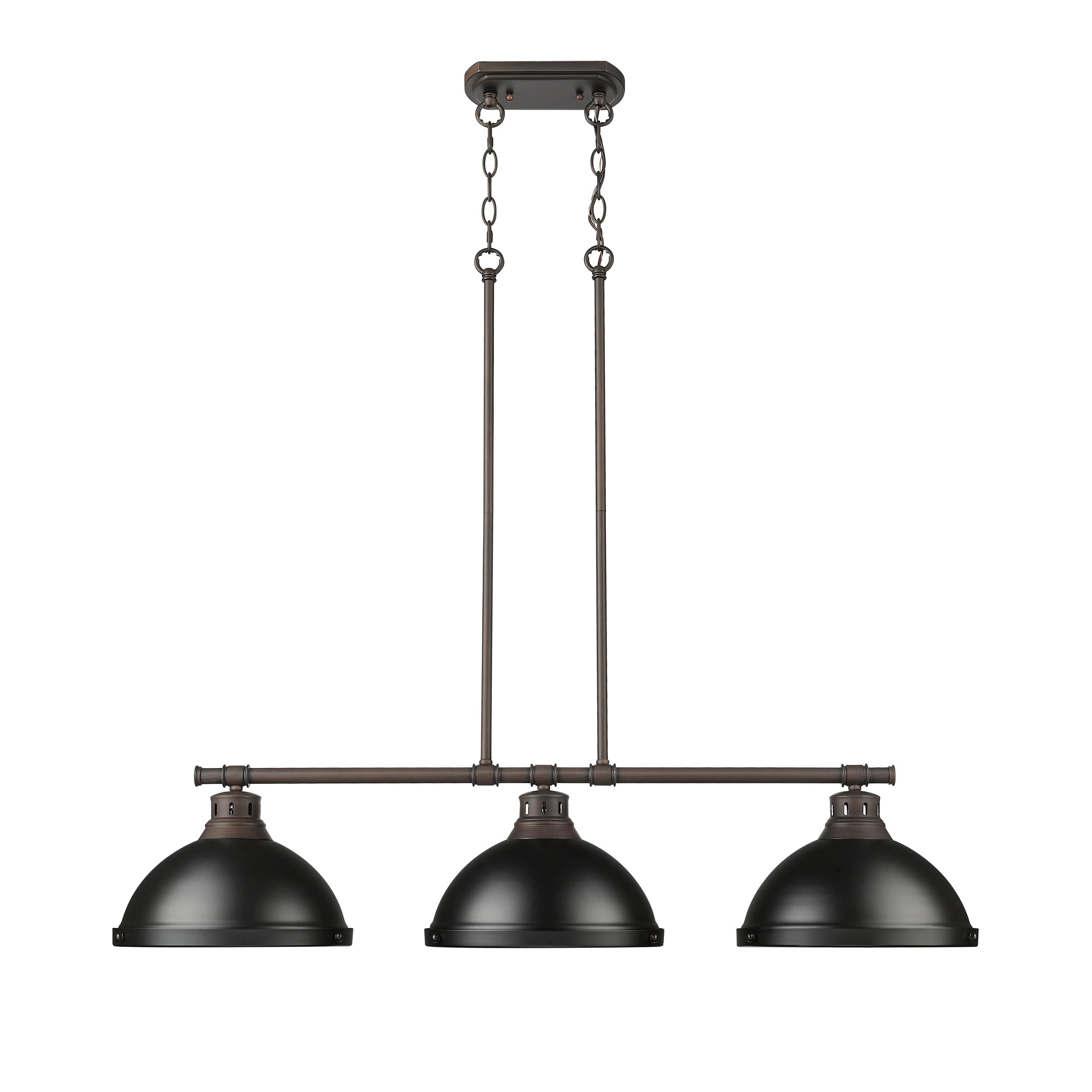 Duncan Small Pendant with Rod in Rubbed Bronze with Matte Navy - - Golden Lighting