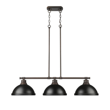 Duncan Small Pendant with Rod in Rubbed Bronze with Matte Navy - - Golden Lighting