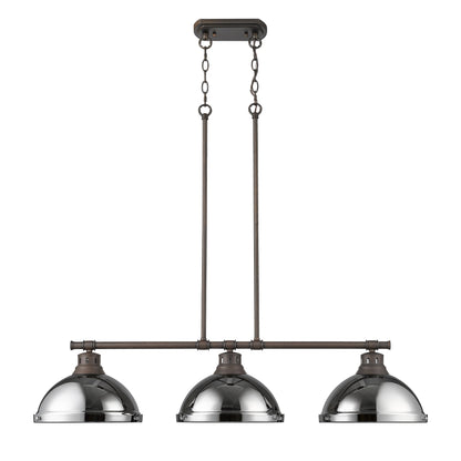 Duncan Small Pendant with Rod in Rubbed Bronze with Pewter - - Golden Lighting