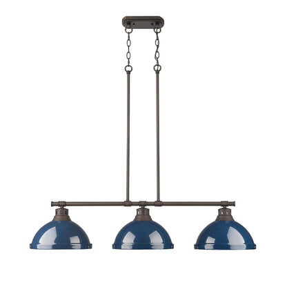 Duncan Small Pendant with Rod in Rubbed Bronze with White - - Golden Lighting