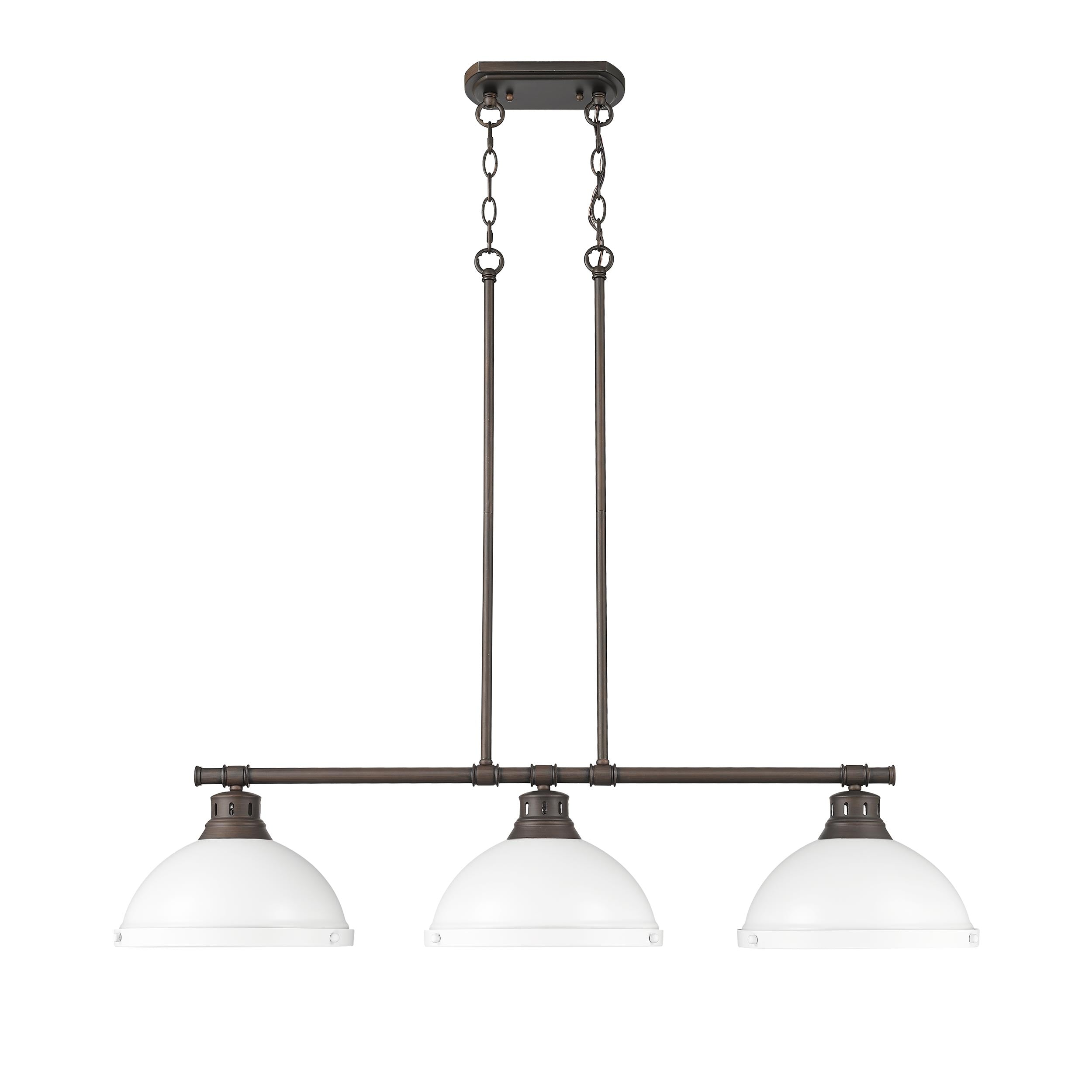 Duncan 3-Light Linear Pendant in Rubbed Bronze with Matte White - - Golden Lighting