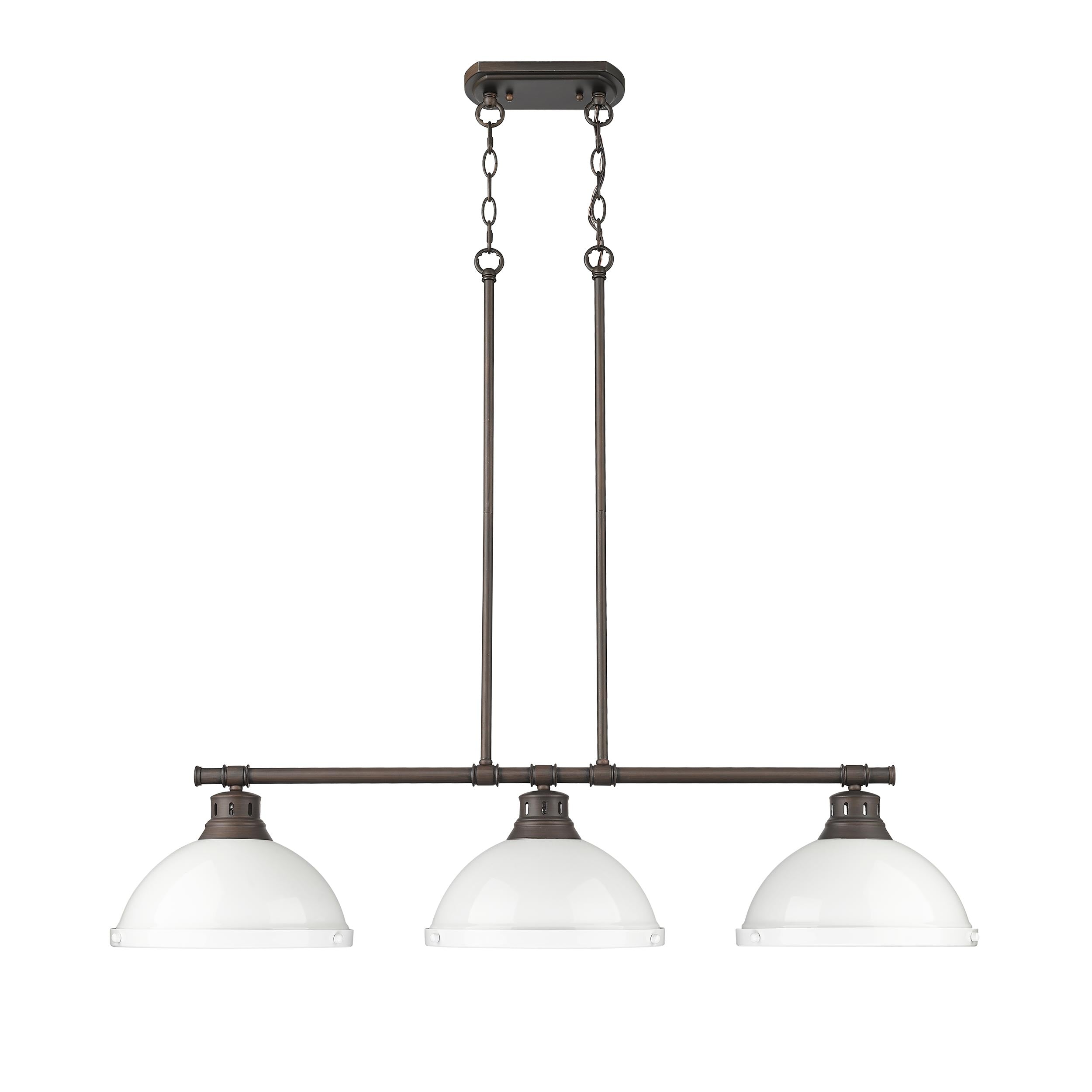 Duncan 3-Light Linear Pendant in Rubbed Bronze with White - - Golden Lighting