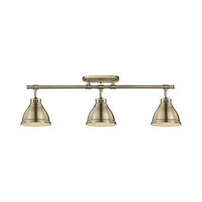 Yep by Golden Lighting Duncan 3-light Semi-Flush Mount in Aged Brass - - Golden Lighting