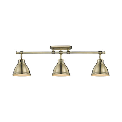 Yep by Golden Lighting Duncan 3-light Semi-Flush Mount in Aged Brass - - Golden Lighting