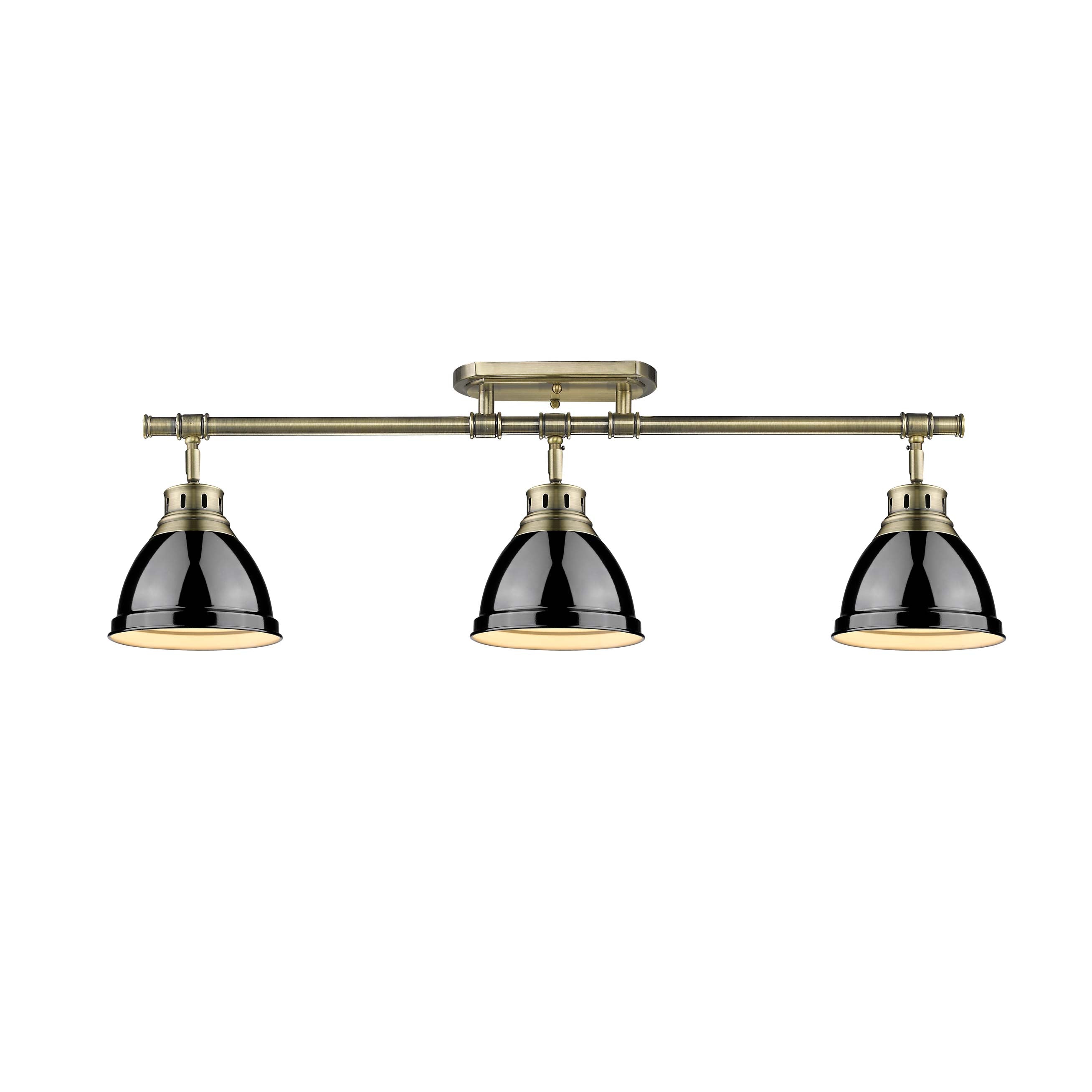 Yep by Golden Lighting Duncan 3-light Semi-Flush Mount in Aged Brass and Black shade - - Golden Lighting