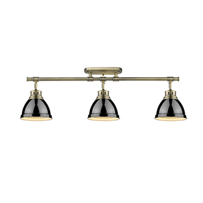 Yep by Golden Lighting Duncan 3-light Semi-Flush Mount in Aged Brass and Black shade - - Golden Lighting