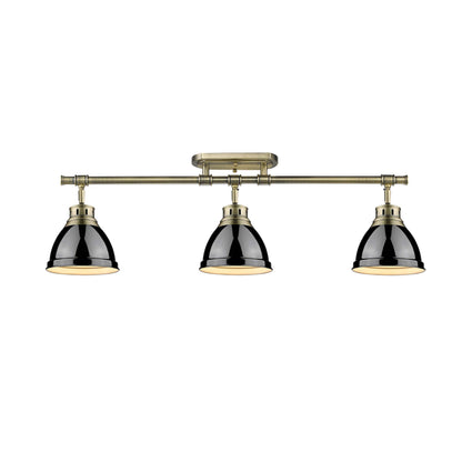 Yep by Golden Lighting Duncan 3-light Semi-Flush Mount in Aged Brass and Black shade - - Golden Lighting