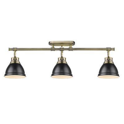 Yep by Golden Lighting Duncan 3-light Semi-Flush Mount in Aged Brass and Matte Black shade - - Golden Lighting